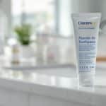 Tube de dentifrice CIBERINLY sur un lavabo.